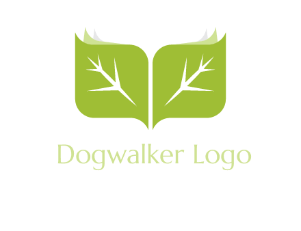 leaves with book icon