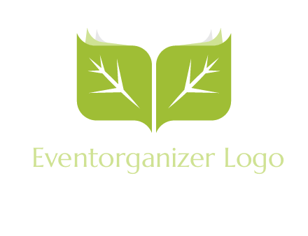 leaves with book icon