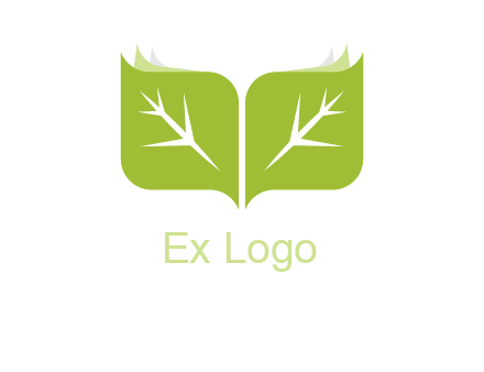 leaves with book icon