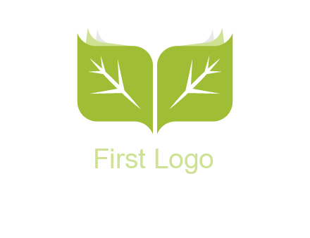 leaves with book icon