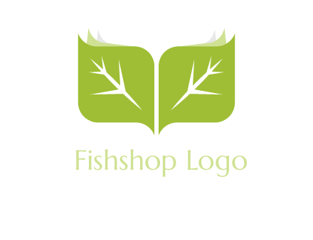 leaves with book icon