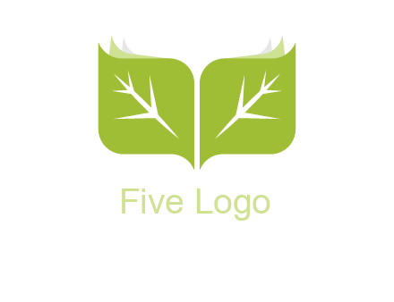 leaves with book icon