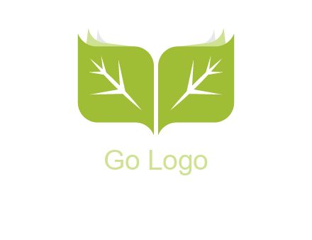 leaves with book icon