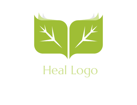 leaves with book icon