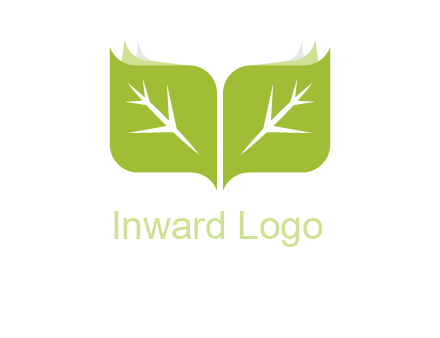 leaves with book icon