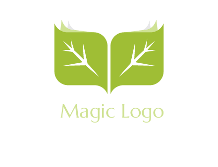 leaves with book icon