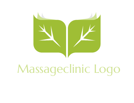 leaves with book icon