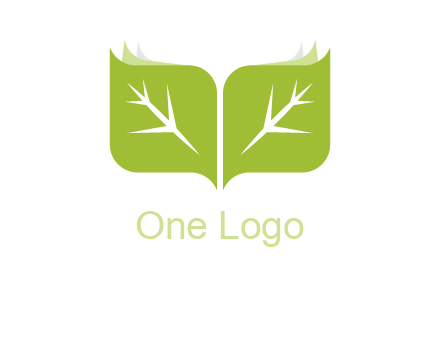 leaves with book icon
