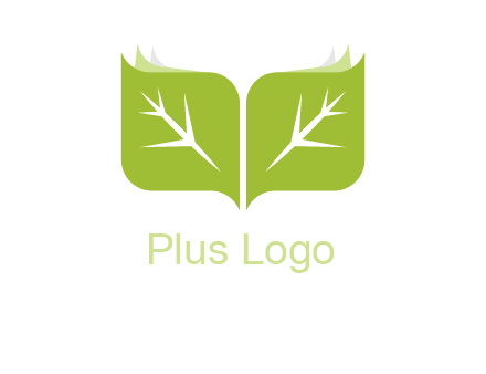 leaves with book icon