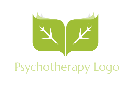 leaves with book icon