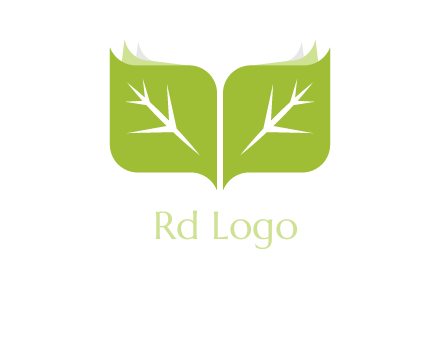 leaves with book icon