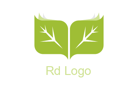 leaves with book icon