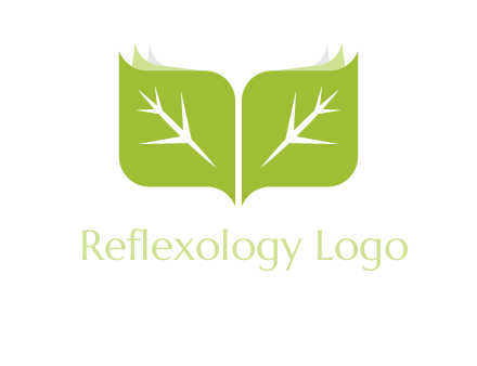 leaves with book icon