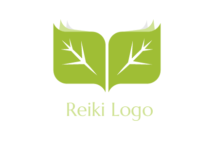 leaves with book icon
