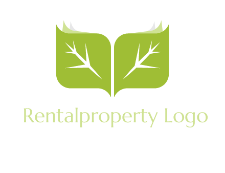 leaves with book icon