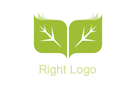 leaves with book icon