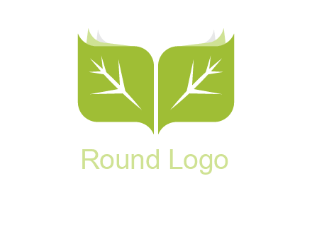 leaves with book icon