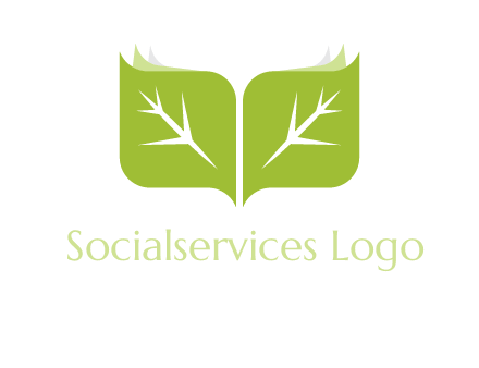 leaves with book icon