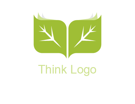 leaves with book icon
