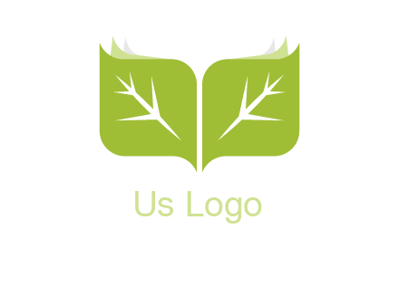 leaves with book icon