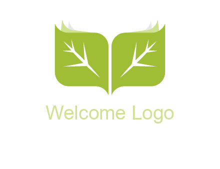 leaves with book icon