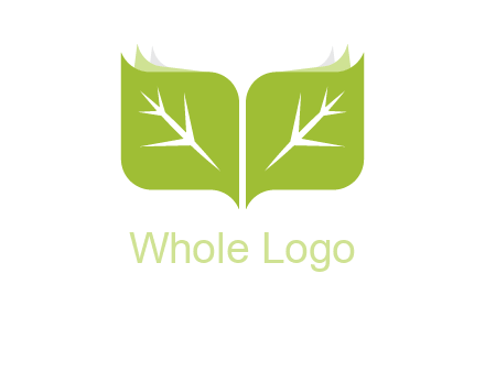 leaves with book icon