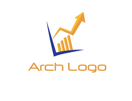 arrow and bar chart finance logo