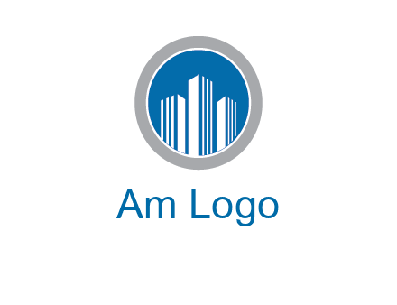 building in circle real estate logo
