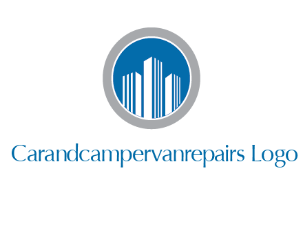 building in circle real estate logo
