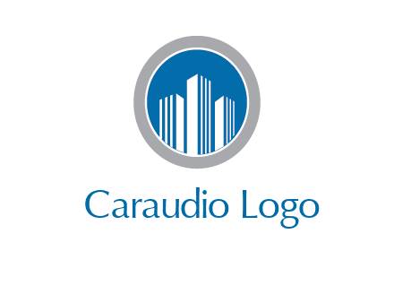 building in circle real estate logo
