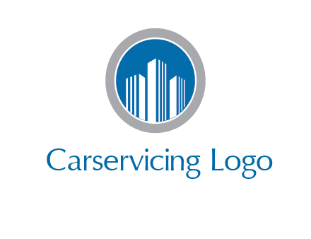 building in circle real estate logo
