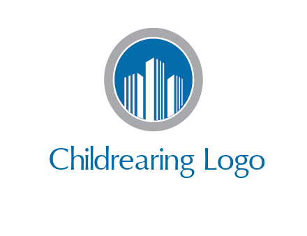 building in circle real estate logo