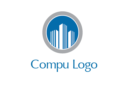 building in circle real estate logo