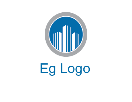 building in circle real estate logo