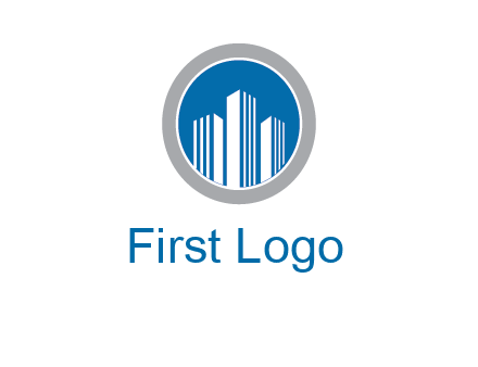 building in circle real estate logo