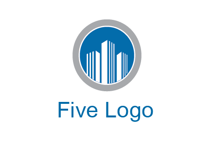 building in circle real estate logo