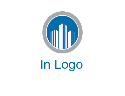 building in circle real estate logo