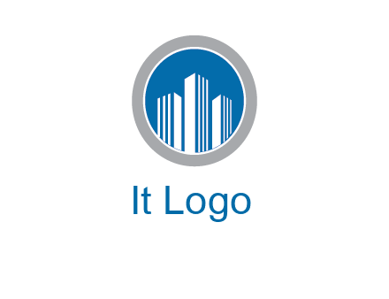 building in circle real estate logo