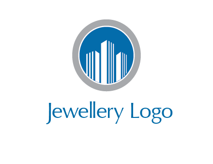 building in circle real estate logo