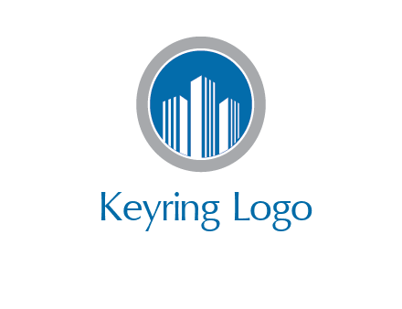 building in circle real estate logo