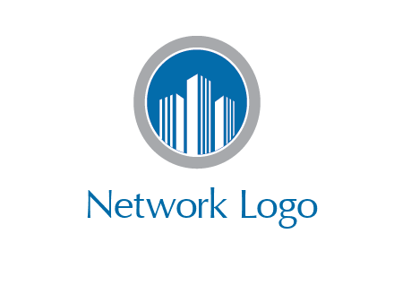 building in circle real estate logo