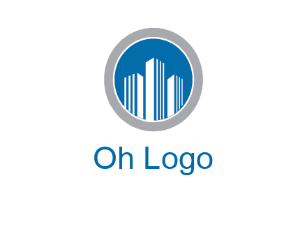 building in circle real estate logo