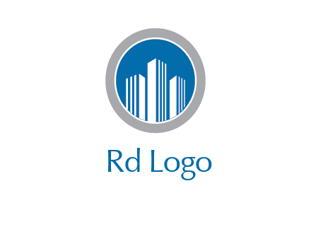 building in circle real estate logo