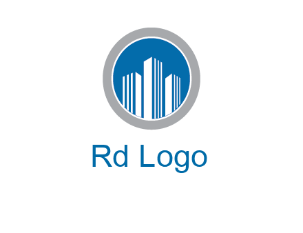 building in circle real estate logo