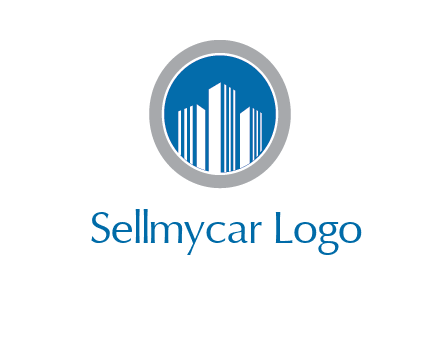 building in circle real estate logo