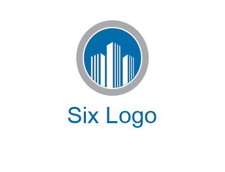 building in circle real estate logo