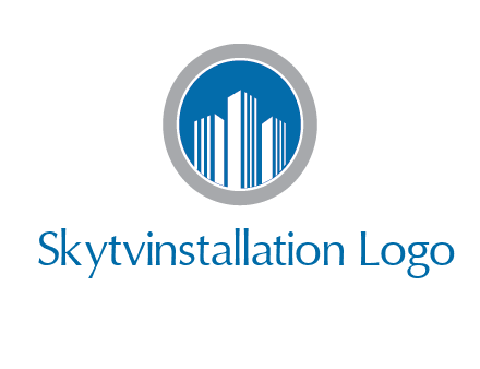 building in circle real estate logo