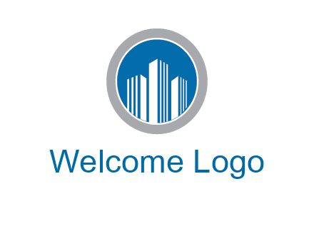 building in circle real estate logo
