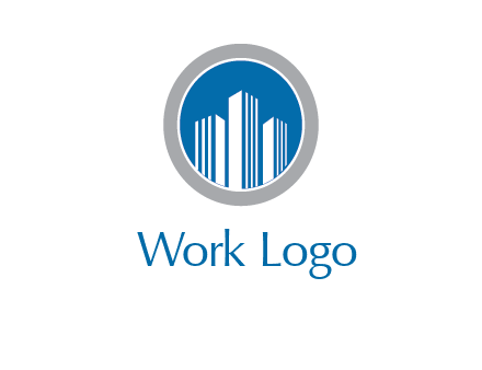 building in circle real estate logo