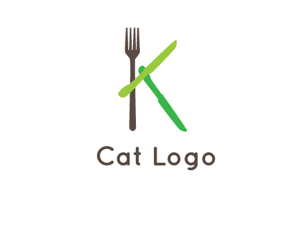 letter K with knives and fork